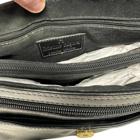 Etienne Agner Black Leather Shoulder Purse with Magnetic Close and Zip Pockets - Picture 7 of 8